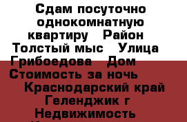 Сдам посуточно однокомнатную квартиру › Район ­ Толстый мыс › Улица ­ Грибоедова › Дом ­ 60 › Стоимость за ночь ­ 2 000 - Краснодарский край, Геленджик г. Недвижимость » Квартиры аренда посуточно   . Краснодарский край,Геленджик г.